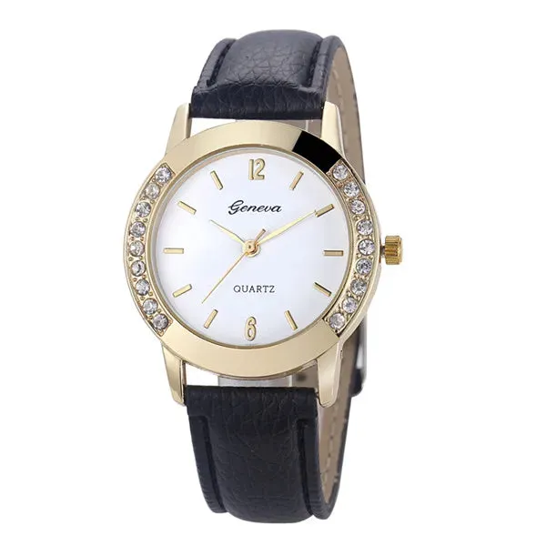 Elegant Geneva Fashion Women Watches Leather Band Quartz
