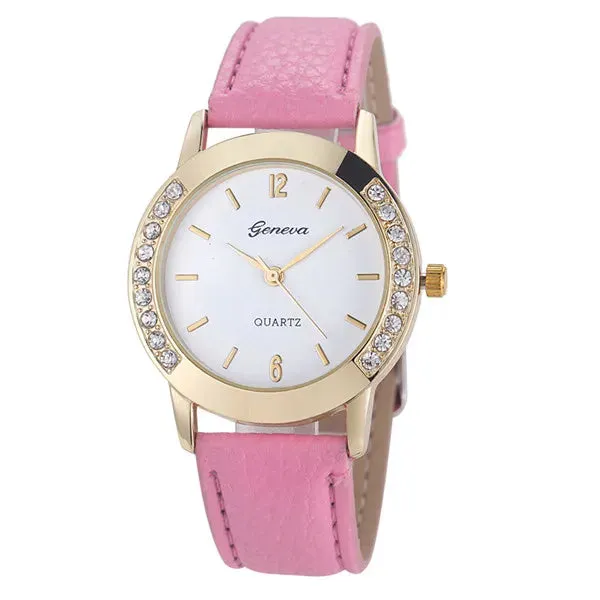 Elegant Geneva Fashion Women Watches Leather Band Quartz