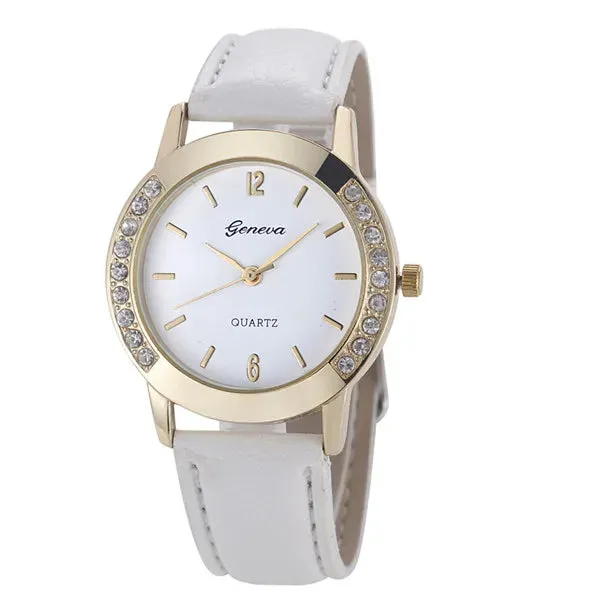 Elegant Geneva Fashion Women Watches Leather Band Quartz
