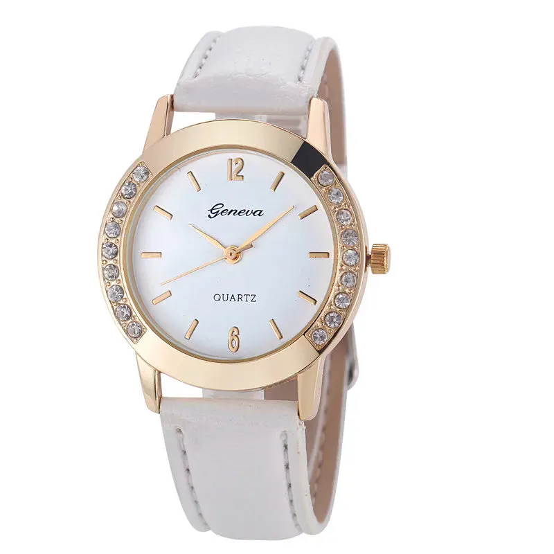 Elegant Geneva Fashion Women Watches Leather Band Quartz