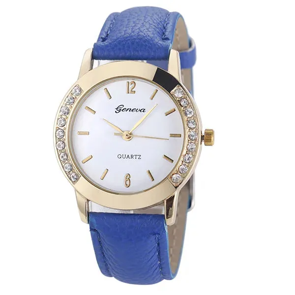 Elegant Geneva Fashion Women Watches Leather Band Quartz