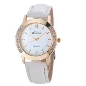 Elegant Geneva Fashion Women Watches Leather Band Quartz