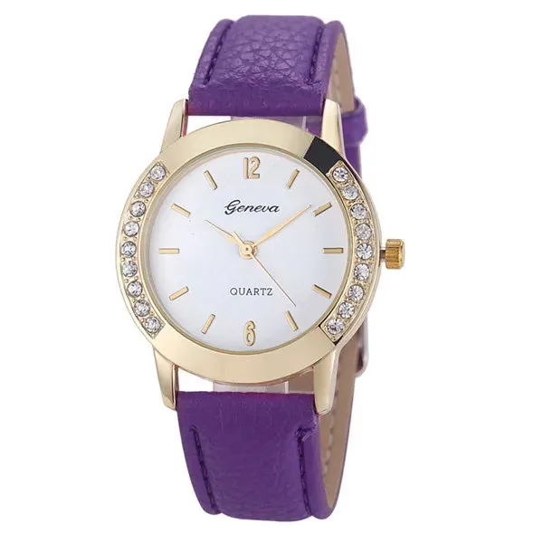 Elegant Geneva Fashion Women Watches Leather Band Quartz