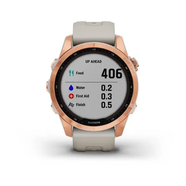 Garmin Fēnix® 7S – Solar Edition Rose Gold with Light Sand Band