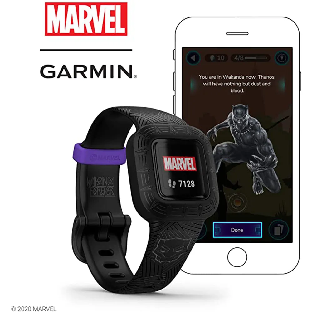 Garmin vivofit jr. 3 – Marvel Black Panther Silicone Band for Kids Swim-Friendly Fitness Tracker - 010-02441-30