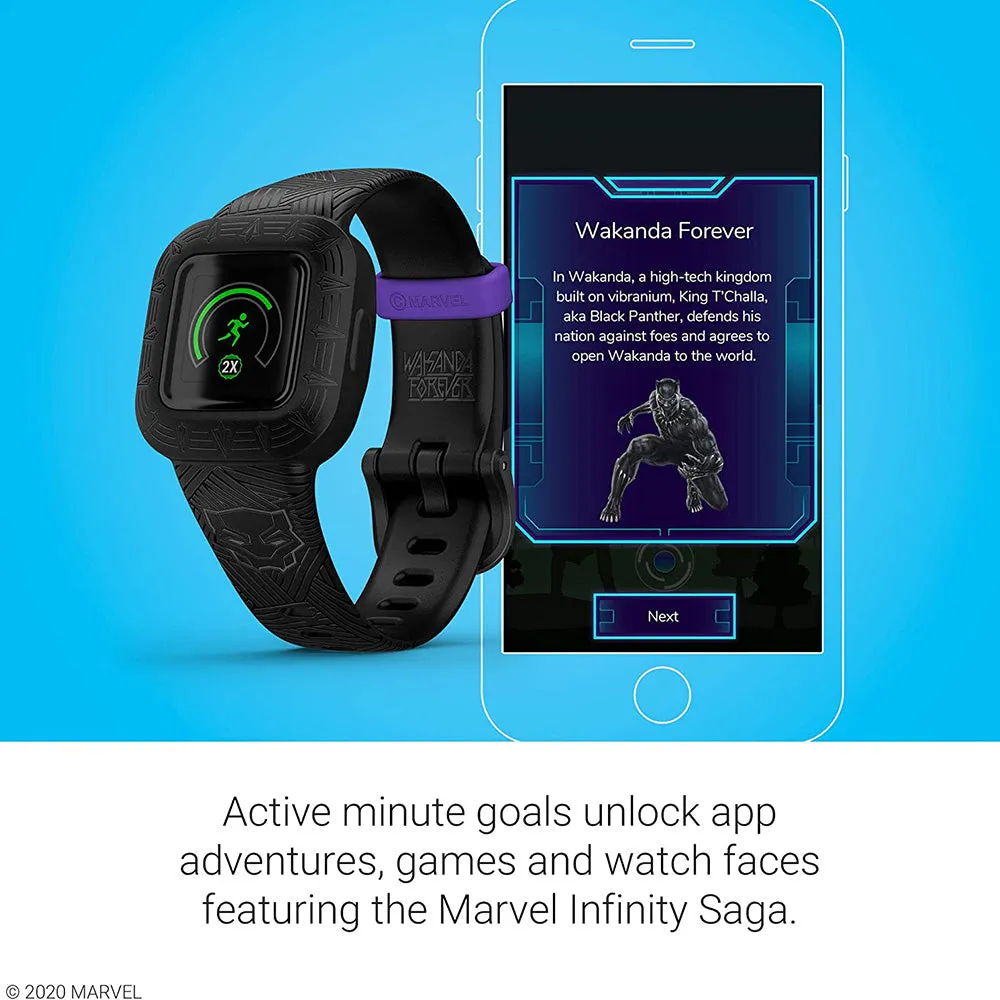Garmin vivofit jr. 3 – Marvel Black Panther Silicone Band for Kids Swim-Friendly Fitness Tracker - 010-02441-30