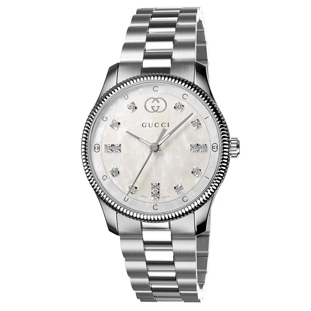 Gucci Ladies G-Timeless 29mm MOP Diamond Dot Dial Quartz Ladies Watch YA1265064
