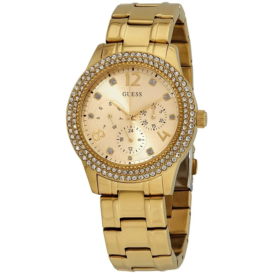 Guess Bedazzle Quartz Crystal Gold Dial Ladies Watch W1097L2