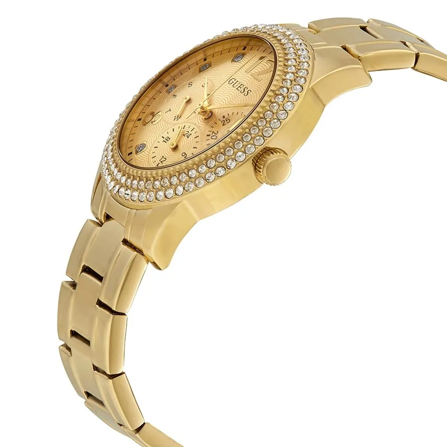 Guess Bedazzle Quartz Crystal Gold Dial Ladies Watch W1097L2