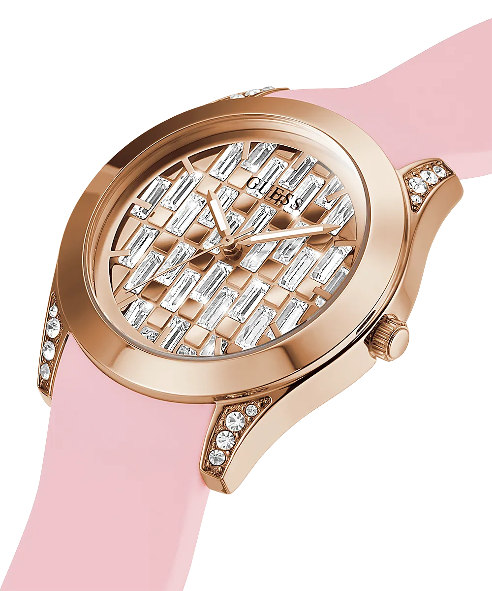 Guess Clarity Pink Tone Silicone Strap Women's Watch GW0109L2