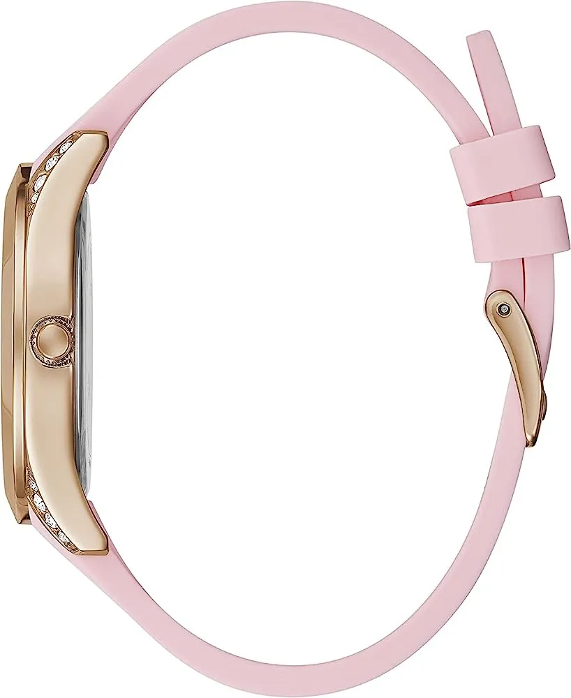 Guess Clarity Pink Tone Silicone Strap Women's Watch GW0109L2