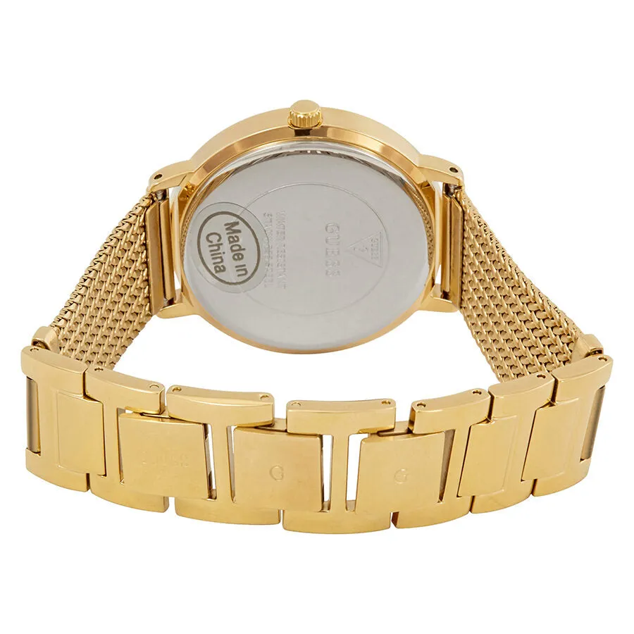 Guess Willow Crystal Silver Dial Yellow Gold PVD Ladies Watch W0836L3