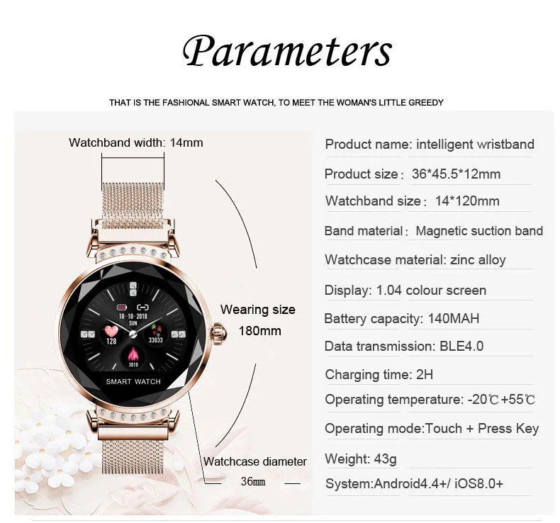 H2 Women Smart Bracelet - Fashionable Watch with Female Health Features
