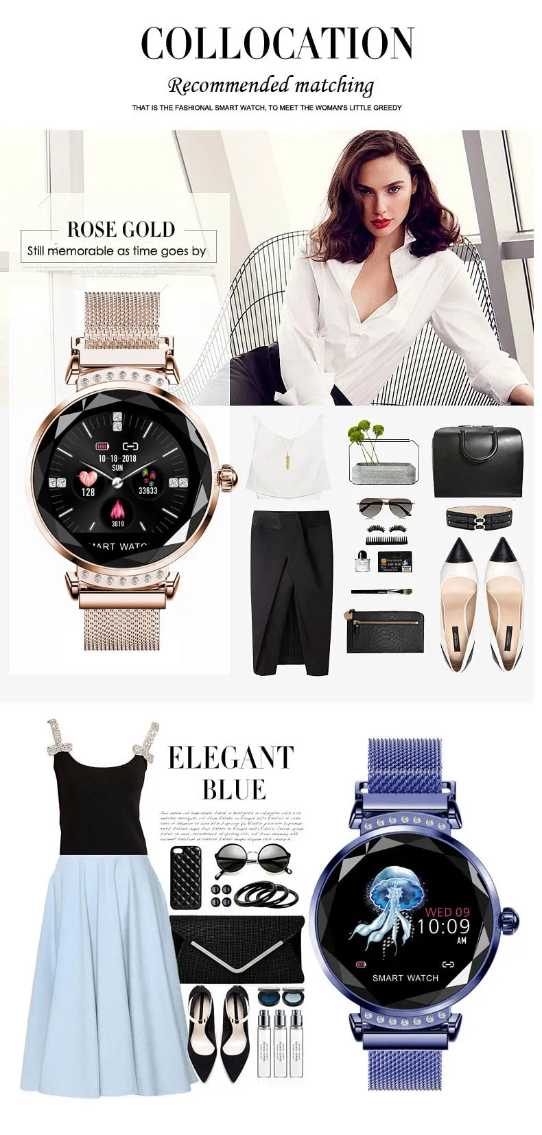 H2 Women Smart Bracelet - Fashionable Watch with Female Health Features