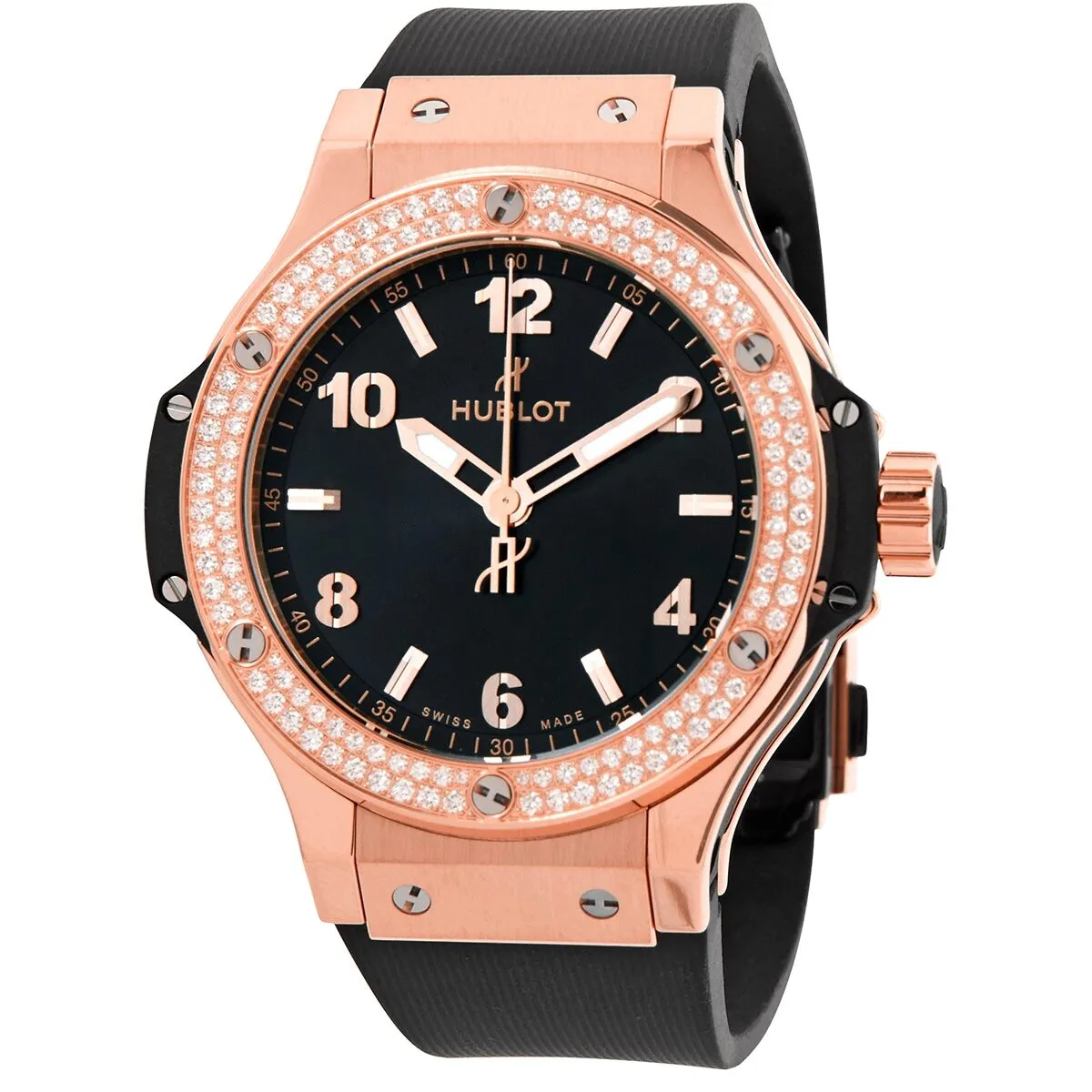 Hublot Big Bang 18kt Rose Gold Black Dial Black Rubber Unisex Watch 361.PX.1280.RX.1104