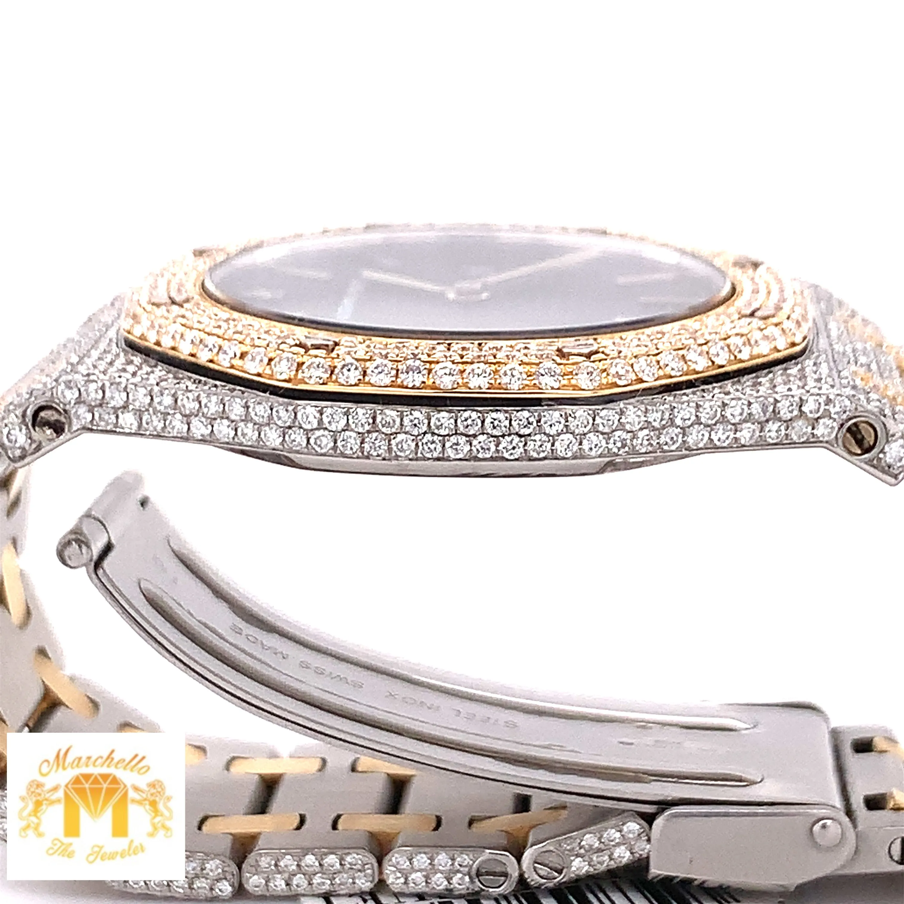 Iced Out Audemars Piguet  AP Diamond Watch (33mm, factory two-tone)