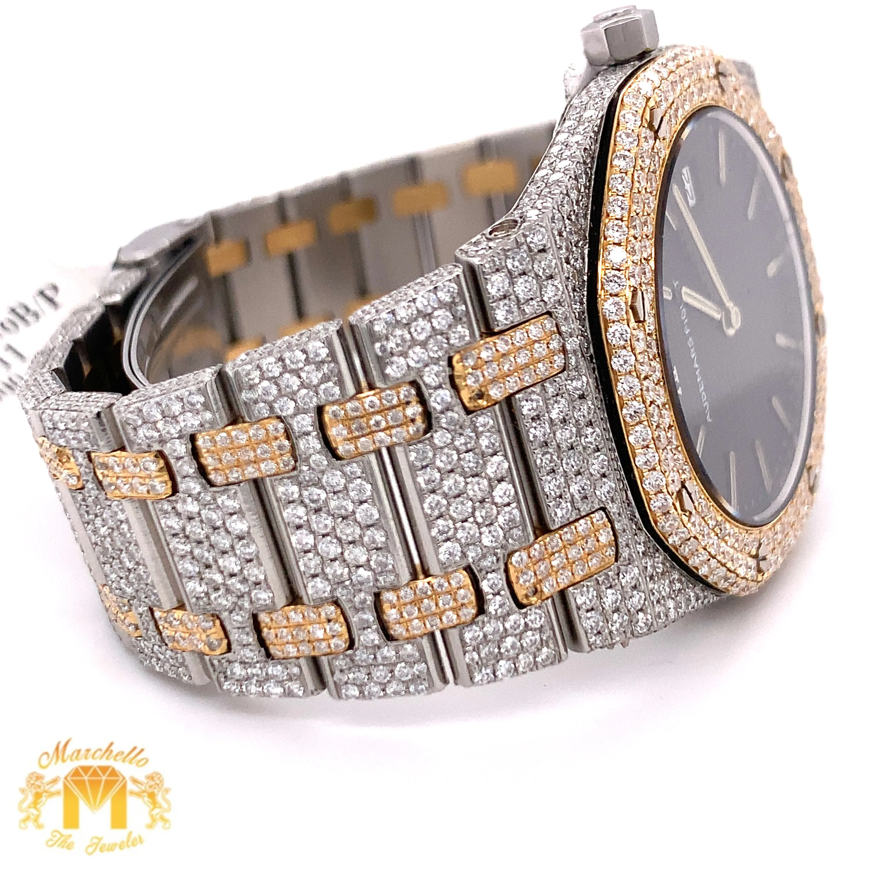 Iced Out Audemars Piguet  AP Diamond Watch (33mm, factory two-tone)