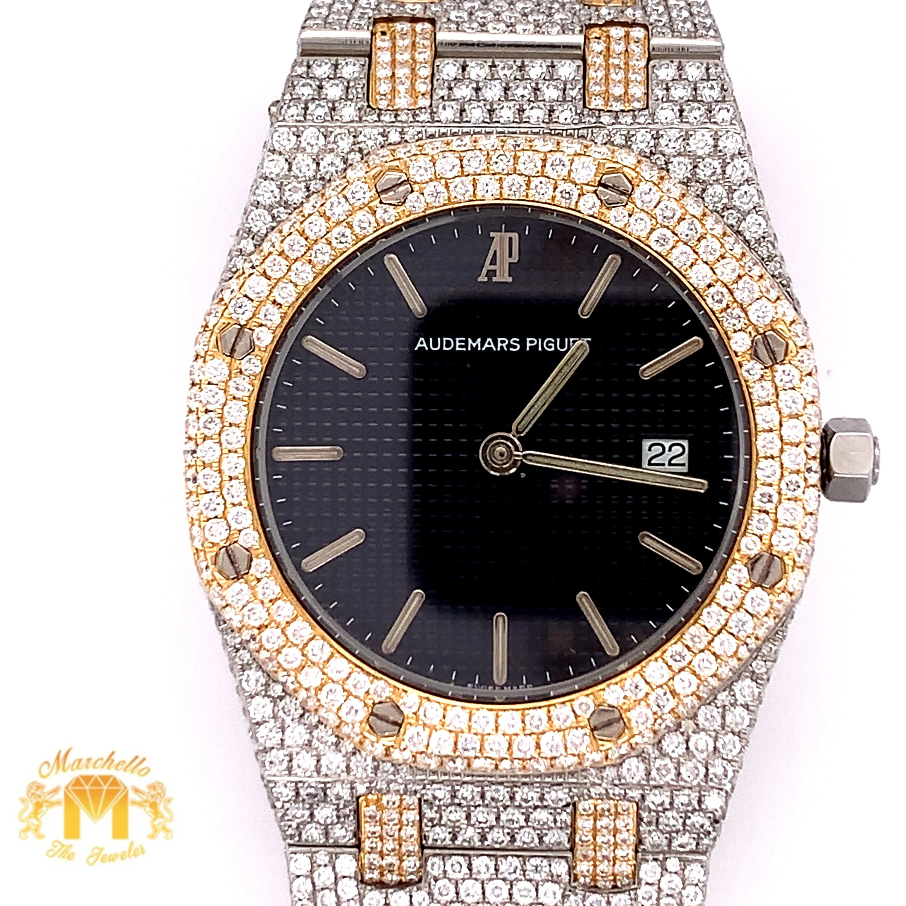 Iced Out Audemars Piguet  AP Diamond Watch (33mm, factory two-tone)