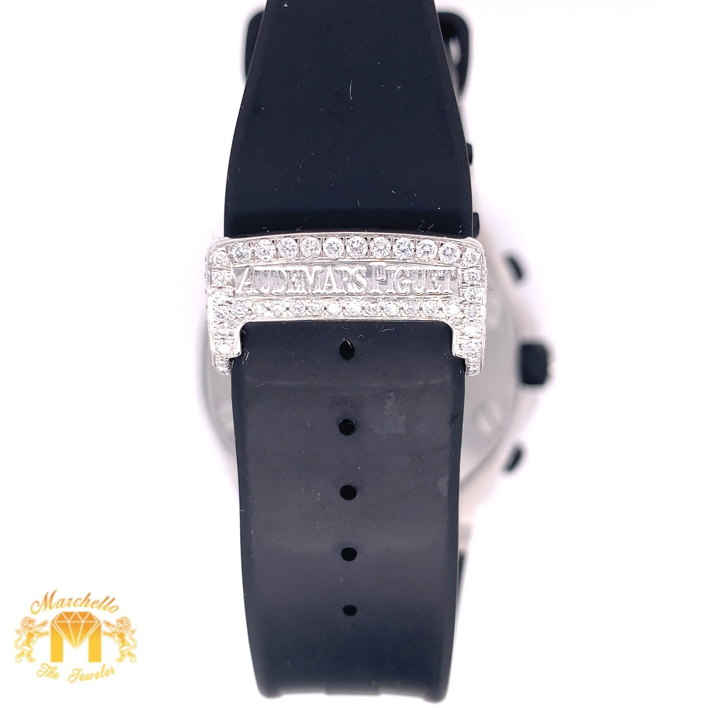 Iced Out Audemars Piguet  AP Diamond Watch and 1ct Diamond Earrings (42 mm, rubber band)