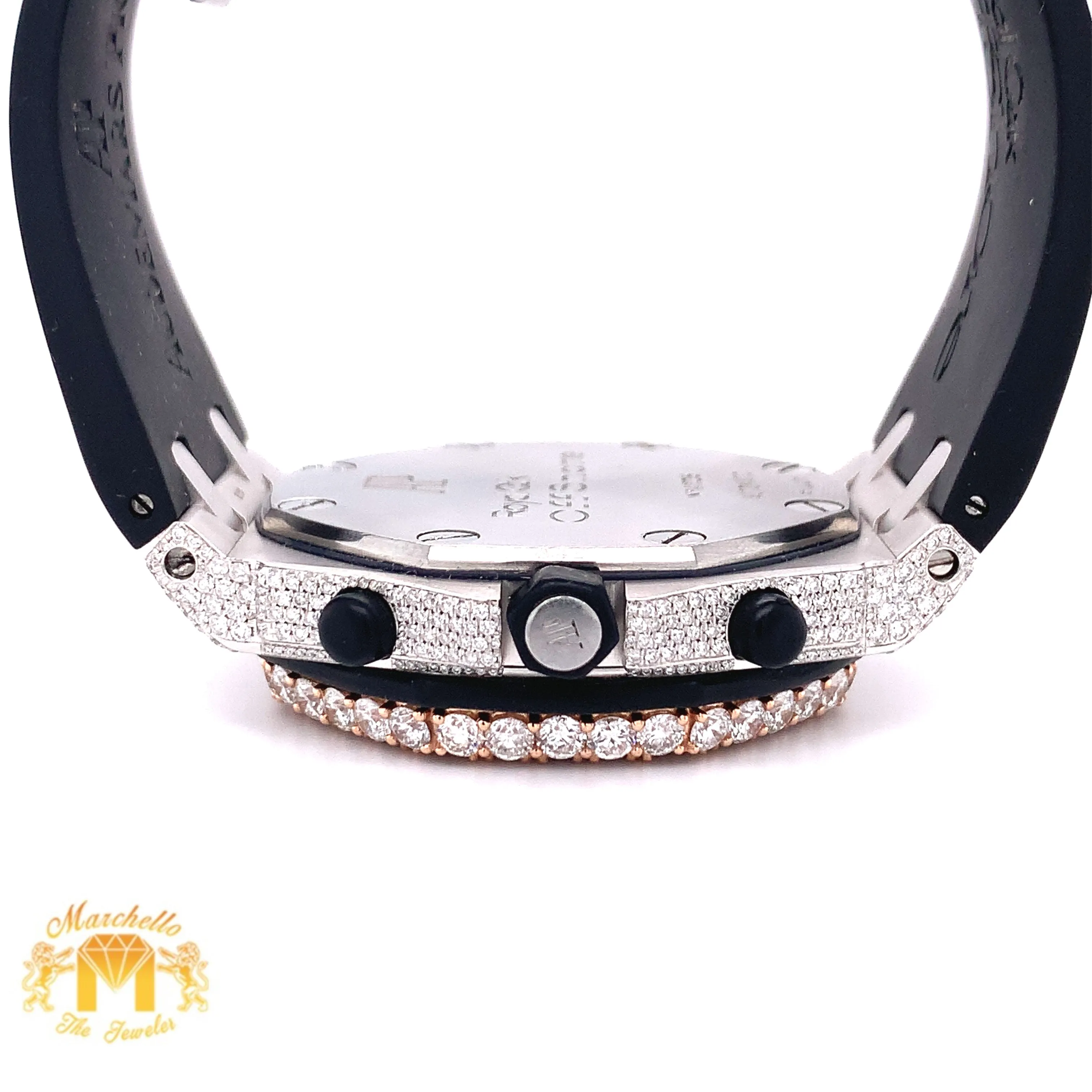 Iced Out Audemars Piguet  AP Diamond Watch and 1ct Diamond Earrings (42 mm, rubber band)