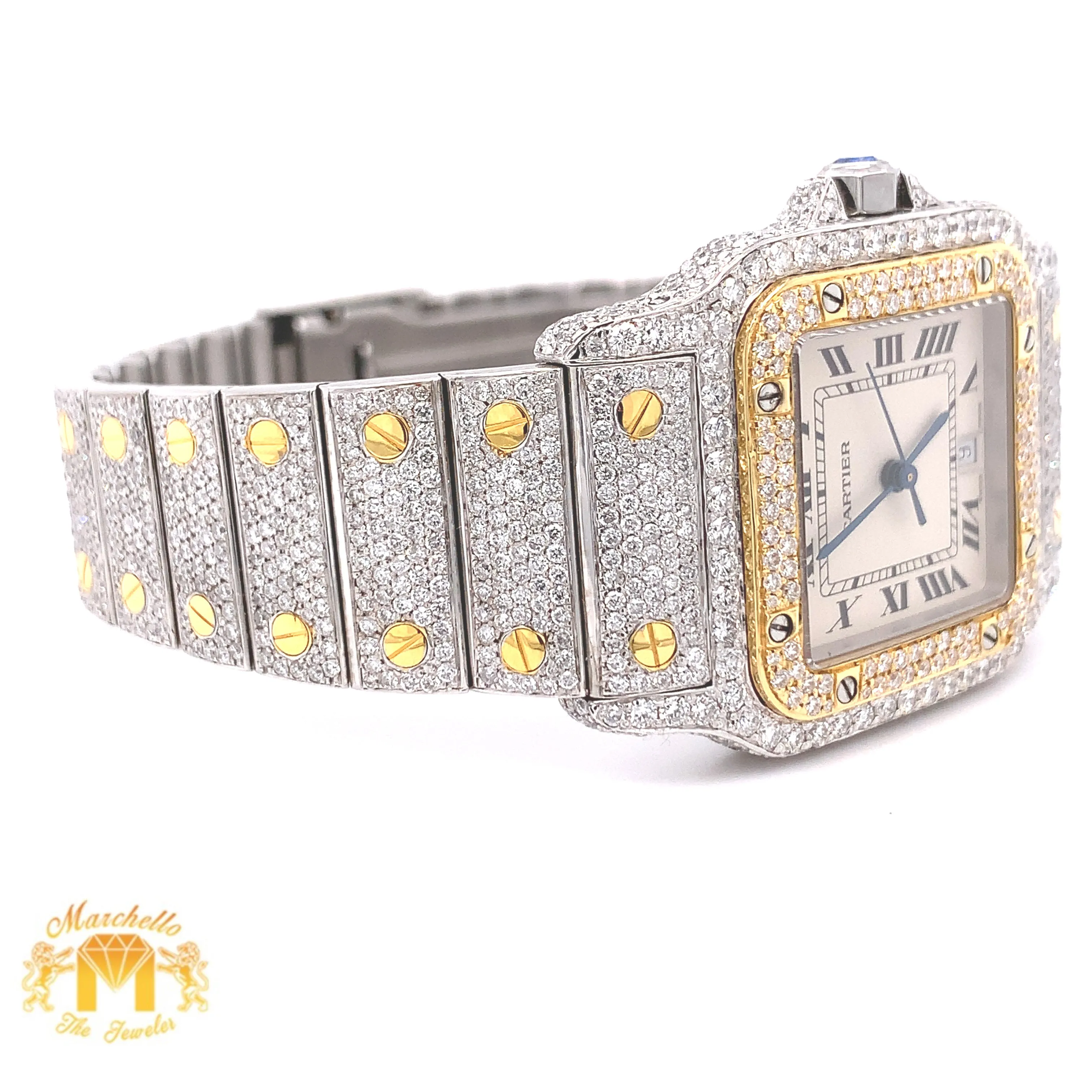 Iced Out Ladies' Cartier Watch (29 mm, factory two-tone)
