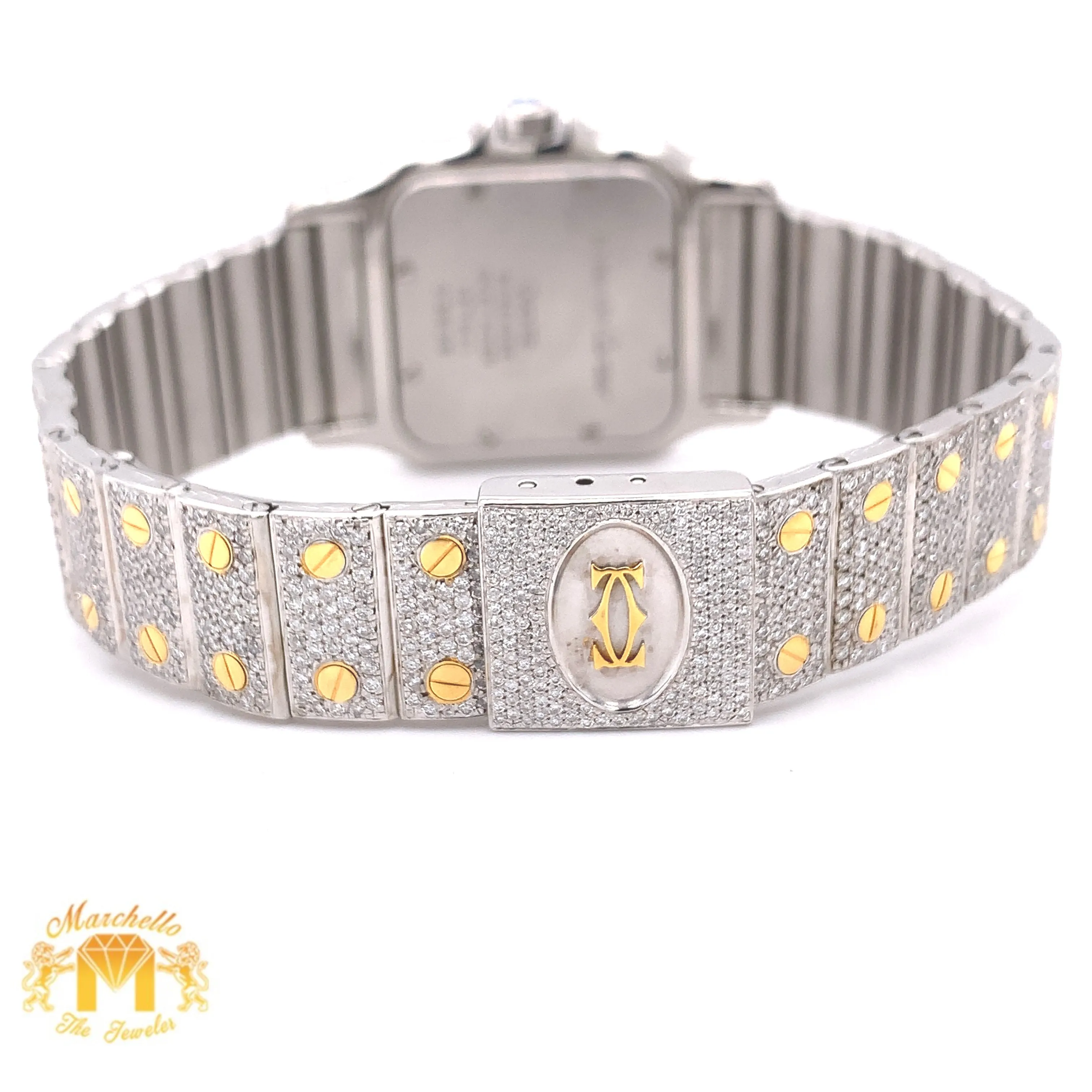 Iced Out Ladies' Cartier Watch (29 mm, factory two-tone)