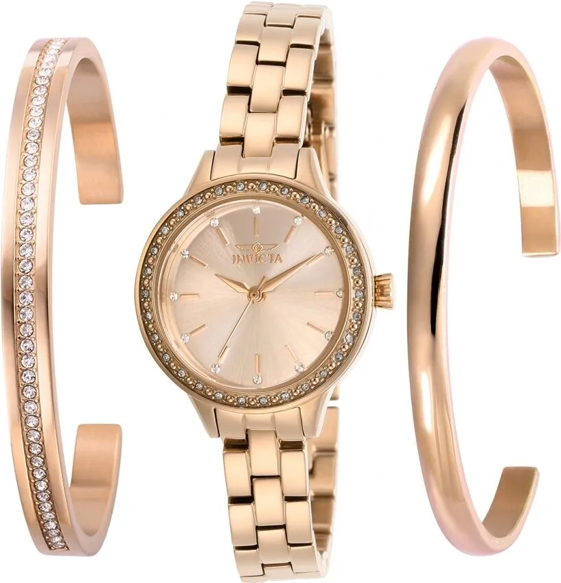 Invicta Angel Quartz Crystal Rose Gold Dial Ladies Watch 29315