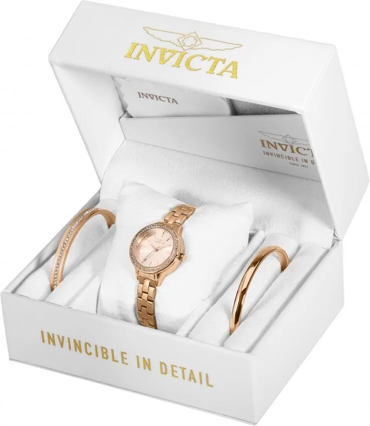 Invicta Angel Quartz Crystal Rose Gold Dial Ladies Watch 29315
