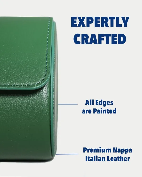 Italian Leather Watch Roll Brunswick Green