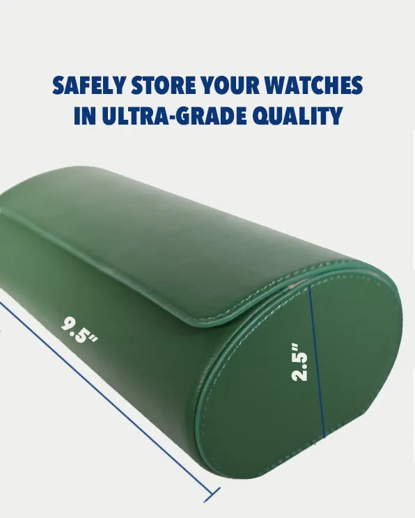 Italian Leather Watch Roll Brunswick Green