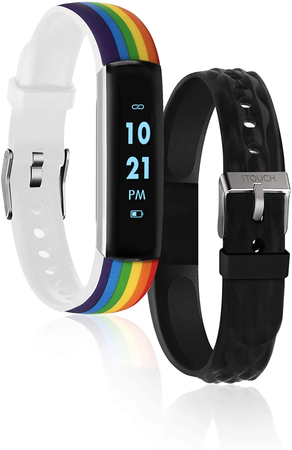 iTouch Slim Waterproof Fitness Activity Tracker, Heart Rate Monitor, Multi-Sports Mode, Pedometer, for Android and iOS Smartphones, Comes with Interchangeable Straps