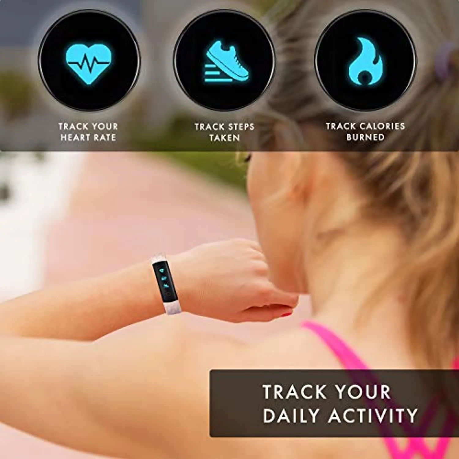 iTouch Slim Waterproof Fitness Activity Tracker, Heart Rate Monitor, Multi-Sports Mode, Pedometer, for Android and iOS Smartphones, Comes with Interchangeable Straps