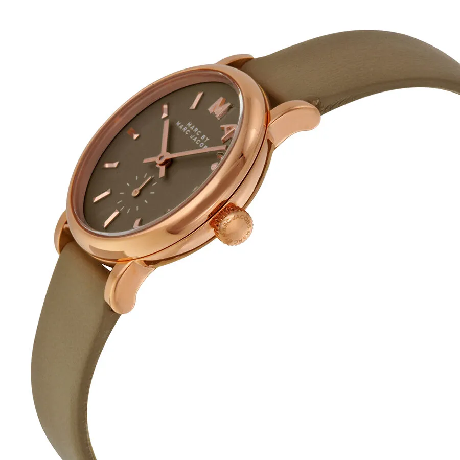 Marc by Marc Jacobs Baker Grey Dial Gravel Gray Leather Ladies Watch MBM1318