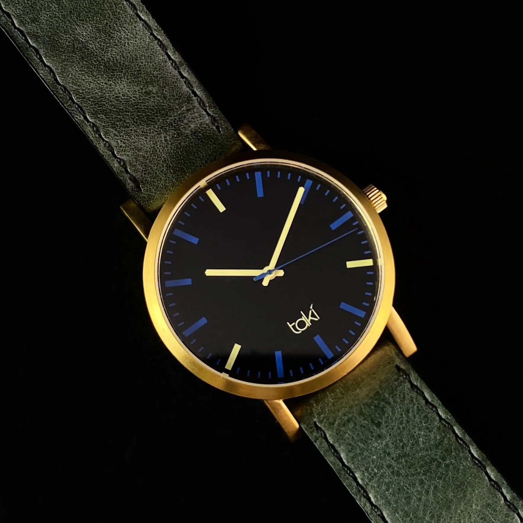 Men’s Watch, Olive Leather Band, Gold Case - Taki by TOKYObay