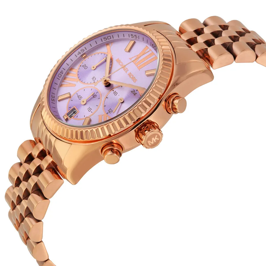 Michael Kors Lexington Chronograph Purple Dial Rose Gold-tone Ladies Watch MK6207