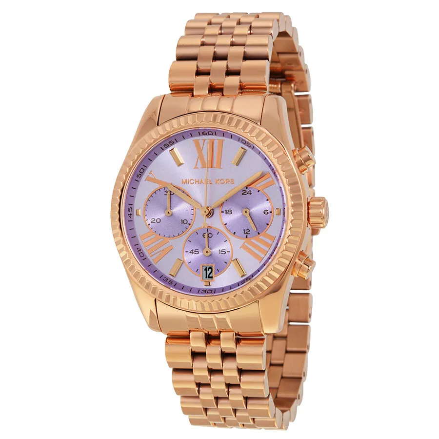 Michael Kors Lexington Chronograph Purple Dial Rose Gold-tone Ladies Watch MK6207