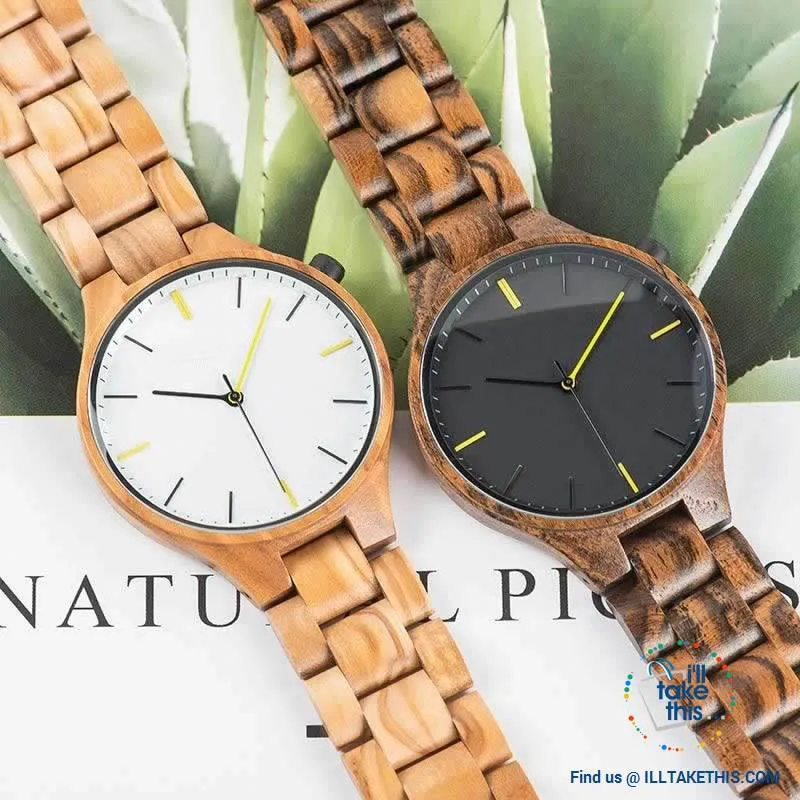 Minimalist Wooden Watches, Quartz Wood Bamboo Wristwatches - Limited Edition