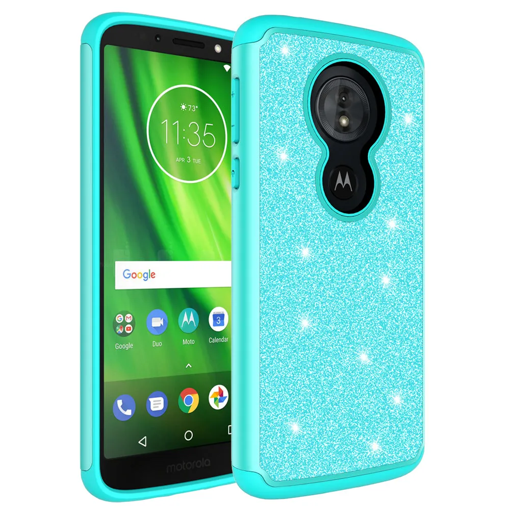 Motorola Moto G6 Play, G6 Forge Case, Moto G6 Play , g6 Forge Glitter Bling Heavy Duty Shock Proof Hybrid Case with [HD Screen Protector] Dual Layer Protective Phone Case Cover for Motorola Moto G6 Play , g6 Forge - Teal