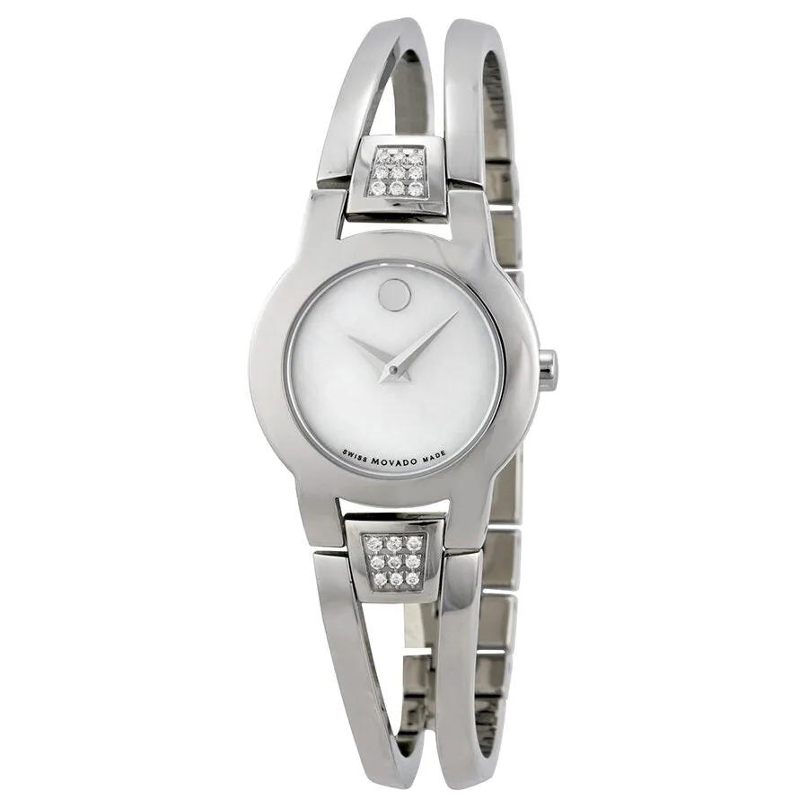 Movado Amorosa Diamond Mother of Pearl Dial Stainless Steel Ladies Watch 0606617