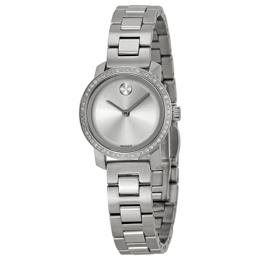 Movado Bold Silver Dial Stainless Steel Diamond Ladies Watch 3600214