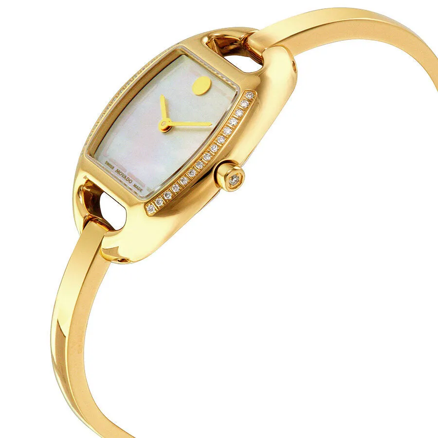 Movado Miri Diamond Mother Of Pearl Dial Gold-tone Stainless Steel Ladies Watch 0606609
