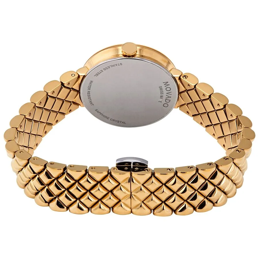 Movado Sapphire Gold Mirror Diamond Dial Ladies Watch 0607107
