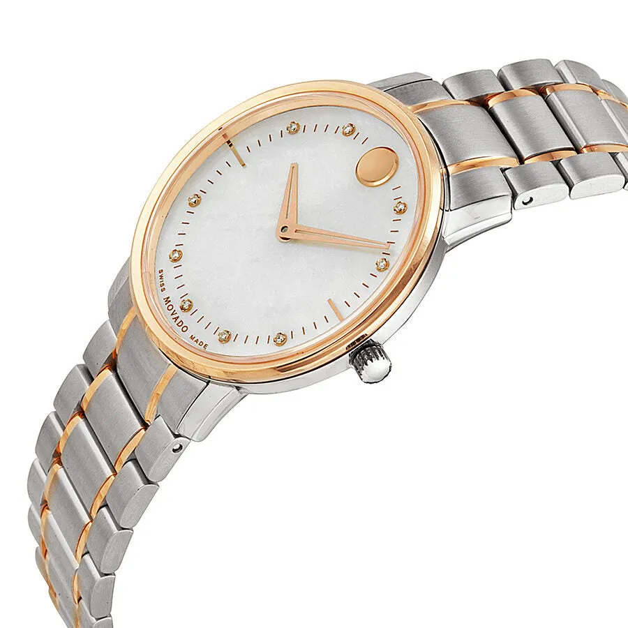 Movado Thin Classic Mother of Pearl Two Tone Stainless Steel Ladies Watch 606692 0606692