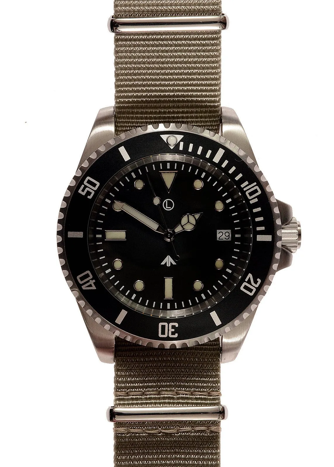 MWC 24 Jewel 300m Automatic Military Divers Watch with Sapphire Crystal and Ceramic Bezel on a NATO Webbing Strap