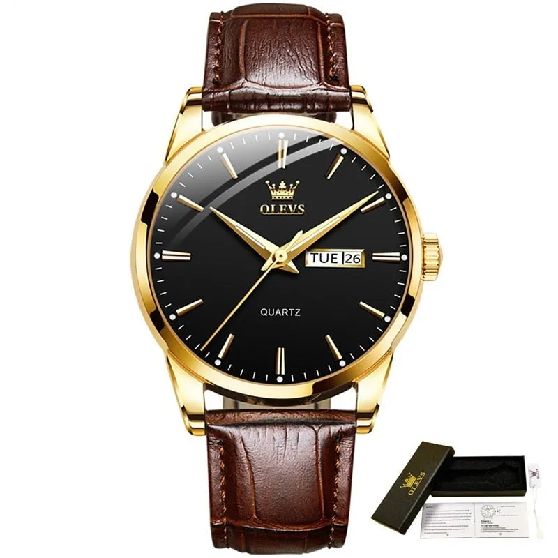 OLEVS®  Leather Men's Watch Waterproof