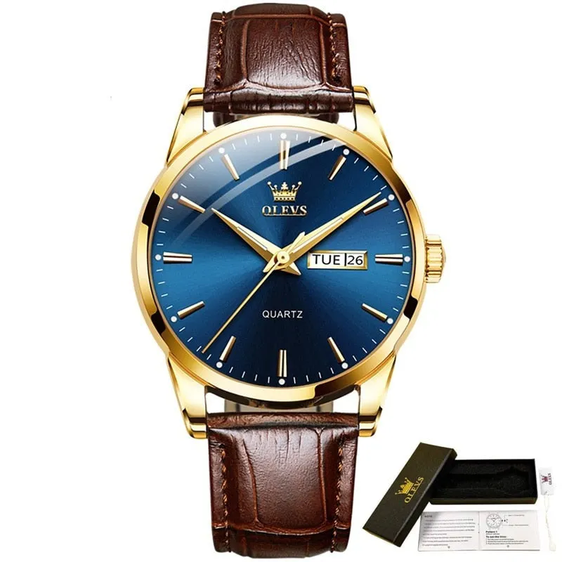 OLEVS®  Leather Men's Watch Waterproof
