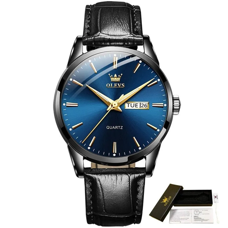 OLEVS®  Leather Men's Watch Waterproof