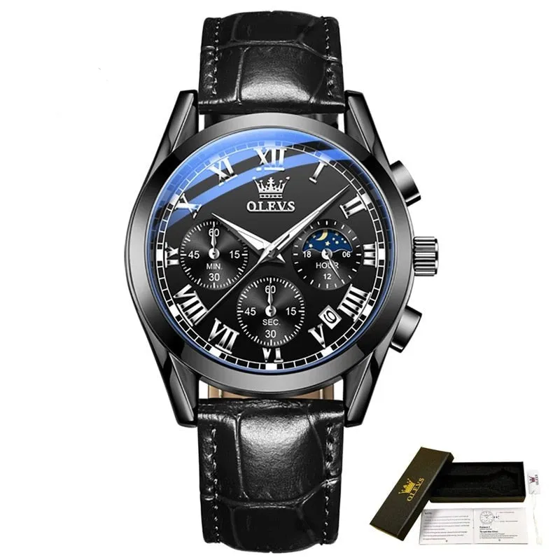 OLEVS®  Leather Men's Watch Waterproof