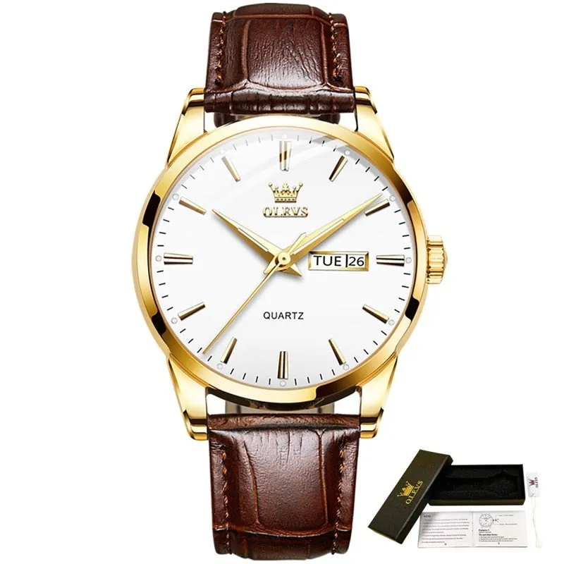 OLEVS®  Leather Men's Watch Waterproof