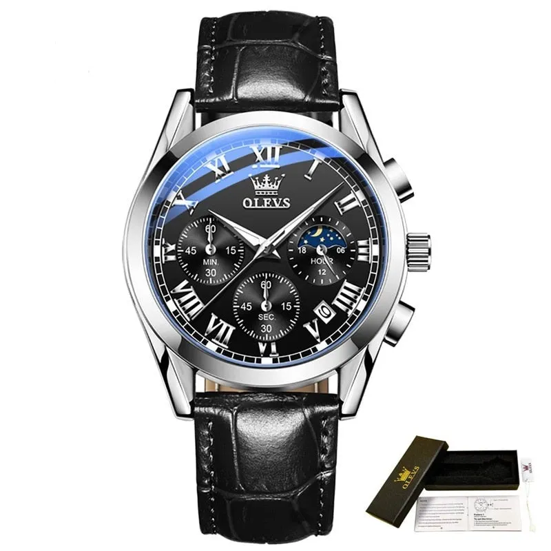 OLEVS®  Leather Men's Watch Waterproof